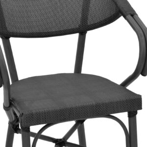 Σκαμπό μπαρ Efolian pakoworld μαύρο αλουμίνιο-μαύρο textilene 58x58x113εκ 289-000008