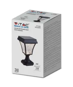 LED Ηλιακό Φαναράκι Δαπέδου 2W V-TAC IP65 Μαύρο Σώμα CCT – 2890