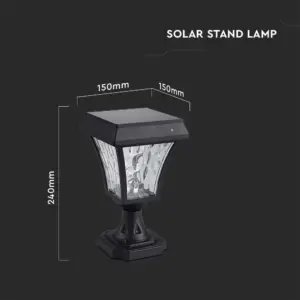 LED Ηλιακό Φαναράκι Δαπέδου 2W V-TAC IP65 Μαύρο Σώμα CCT – 2890