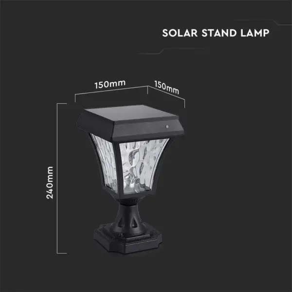 LED Ηλιακό Φαναράκι Δαπέδου 2W V-TAC IP65 Μαύρο Σώμα CCT – 2890