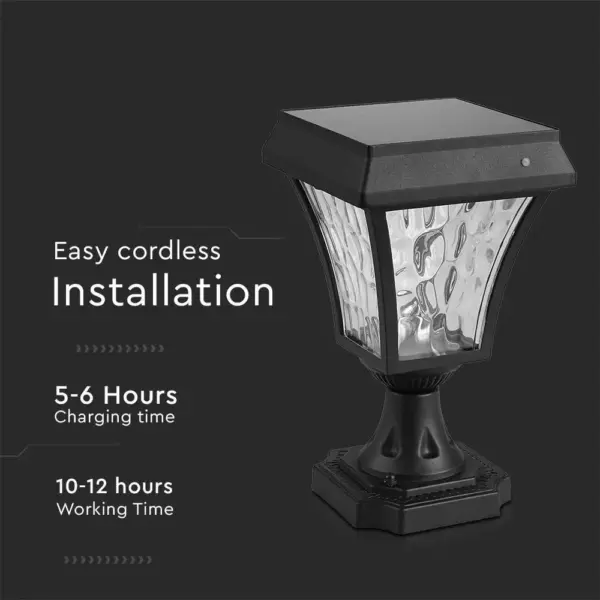 LED Ηλιακό Φαναράκι Δαπέδου 2W V-TAC IP65 Μαύρο Σώμα CCT – 2890