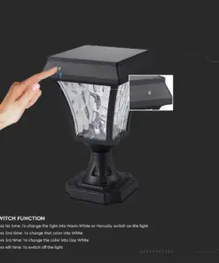 LED Ηλιακό Φαναράκι Δαπέδου 2W V-TAC IP65 Μαύρο Σώμα CCT – 2890