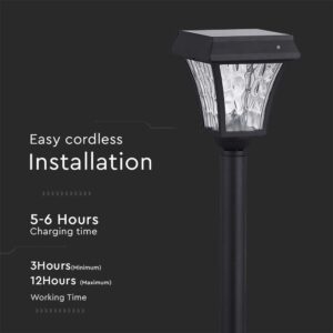 LED Ηλιακό Φωτιστικό Κήπου Δαπέδου 2W V-TAC IP65 με Μαύρο Σώμα CCT – 2891