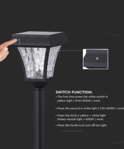 LED Ηλιακό Φωτιστικό Κήπου Δαπέδου 2W V-TAC IP65 με Μαύρο Σώμα CCT – 2891
