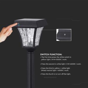 LED Ηλιακό Φωτιστικό Κήπου Δαπέδου 2W V-TAC IP65 με Μαύρο Σώμα CCT – 2891