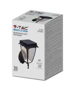 LED Ηλιακό Φαναράκι 2W V-TAC IP65 Μαύρο Σώμα 3000Κ+6000Κ – 2892