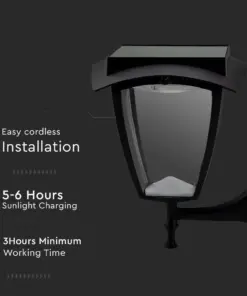 LED Ηλιακό Φαναράκι 2W V-TAC IP65 Μαύρο Σώμα 3000Κ+6000Κ – 2892