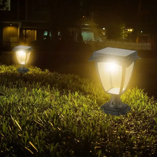 LED Ηλιακό Φαναράκι Δαπέδου 2W V-TAC IP65 Μαύρο Σώμα 3000K+6000K – 2893