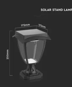 LED Ηλιακό Φαναράκι Δαπέδου 2W V-TAC IP65 Μαύρο Σώμα 3000K+6000K – 2893