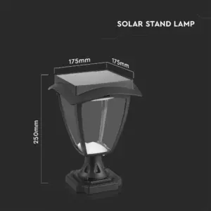 LED Ηλιακό Φαναράκι Δαπέδου 2W V-TAC IP65 Μαύρο Σώμα 3000K+6000K – 2893