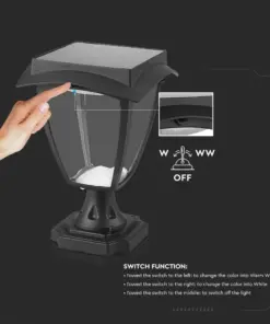 LED Ηλιακό Φαναράκι Δαπέδου 2W V-TAC IP65 Μαύρο Σώμα 3000K+6000K – 2893