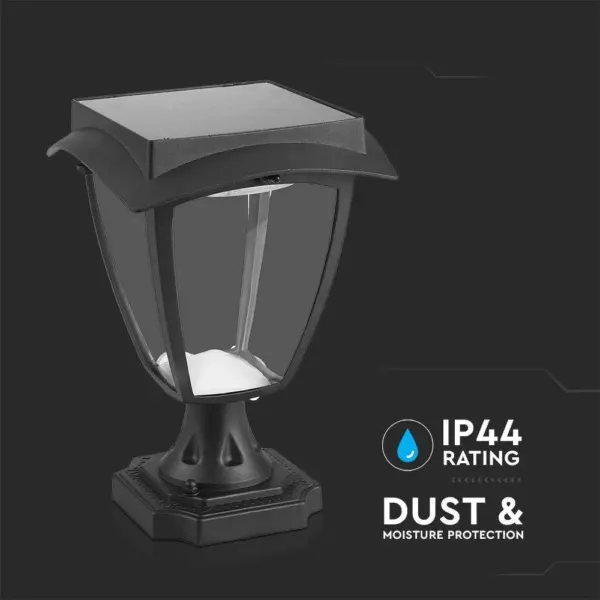 LED Ηλιακό Φαναράκι Δαπέδου 2W V-TAC IP65 Μαύρο Σώμα 3000K+6000K – 2893