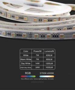 Tαινία LED SMD5050 DC:24V 24W/m IP65 RGB+CCT V-TAC – 2896