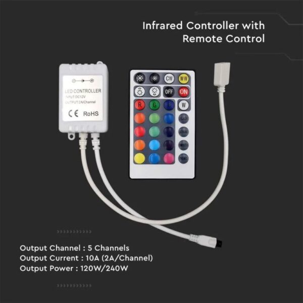 Infrared controller με χειριστήριο 28 κουμπιών RGB+CCT 5 καναλιών V-TAC – 2899