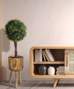 GloboStar® Artificial Garden JAMAICA 20553 Διακοσμητικό Ξύλινο Κασπώ Γλάστρα – Flower Pot Καφέ Φ18 x Υ38cm