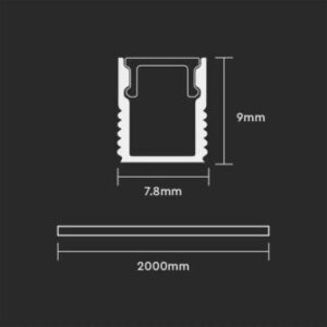 Προφίλ αλουμινίου για ταινίες LED 2000 x 7.8 x 9mm V-TAC – 2903