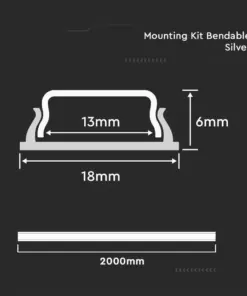 Προφίλ Αλουμινίου Εύκαμπτο με Γαλακτερό Καπάκι 2m V-TAC για ταινία LED – 2909