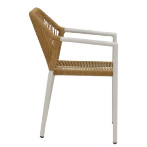 Garden armchair Lush pakoworld rattan beige-aluminium white 56x59x80cm 291-000014