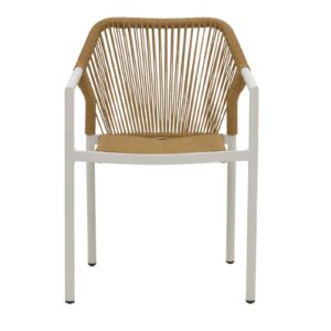Garden armchair Lush pakoworld rattan beige-aluminium white 56x59x80cm 291-000014