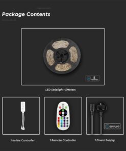 Wi-Fi Σετ Ταινίας LED IP65 Πολύχρωμη RGB+WW+CW 15W V-TAC Συμβατή με Alexa & Google Home – 2910