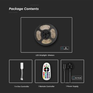 Wi-Fi  Σετ Ταινίας LED IP65 Πολύχρωμη RGB+WW+CW 15W V-TAC Συμβατή με Alexa & Google Home – 2910