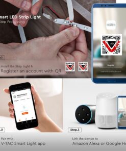 Wi-Fi Σετ Ταινίας LED IP65 Πολύχρωμη RGB+WW+CW 15W V-TAC Συμβατή με Alexa & Google Home – 2910
