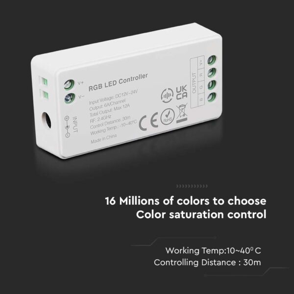 Dimmer RF για Μονόχρωμες LED Ταινίες 144W 12V/ 288W 24V V-TAC – 2911