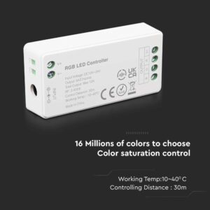 Dimmer RF για RGB+W Πολύχρωμες LED Ταινίες 144W 12V/ 288W 24V V-TAC – 2913