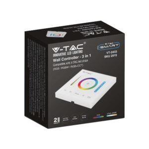Ασύρματο RF Επιτοίχιο Controller Dimmer Αφής 12V 120W /24V 240W για  LED Ταινίες RGB/RGBW/RGB+CCT V-TAC – 2915