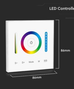 Ασύρματο RF Επιτοίχιο Controller Dimmer Αφής 12V 120W /24V 240W για LED Ταινίες RGB/RGBW/RGB+CCT V-TAC – 2915