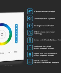 Ασύρματο RF Επιτοίχιο Controller Dimmer Αφής 12V 120W /24V 240W για LED Ταινίες RGB/RGBW/RGB+CCT V-TAC – 2915