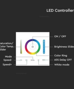 Ασύρματο RF Επιτοίχιο Controller Dimmer Αφής 12V 120W /24V 240W για LED Ταινίες RGB/RGBW/RGB+CCT V-TAC – 2915