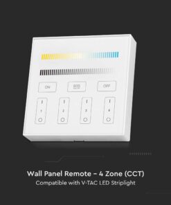 Ασύρματο Επιτοίχιο Controller Αφής RF 12V/24V για LED Ταινίες CCT 4 Ζωνών V-TAC – 2916