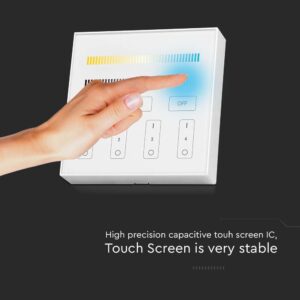 Ασύρματο Επιτοίχιο Controller Αφής RF 12V/24V για LED Ταινίες CCT 4 Ζωνών V-TAC – 2916