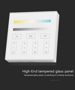 Ασύρματο Επιτοίχιο Controller Αφής RF 12V/24V για LED Ταινίες CCT 4 Ζωνών V-TAC – 2916