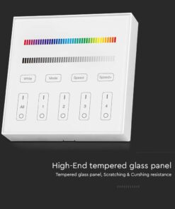 Ασύρματο RF Επιτοίχιο Controller Αφής 12V/24V για Πολύχρωμες LED Ταινίες RGB+W 4 Ζωνών V-TAC – 2917
