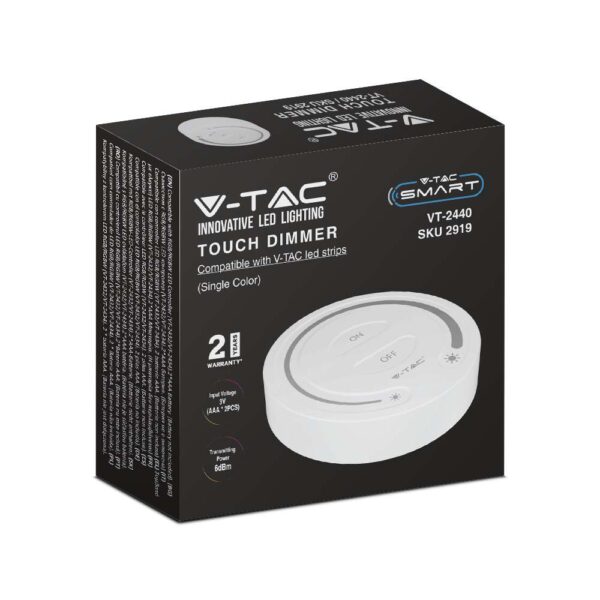 Ασύρματο RF Επιτοίχιο controller Αφής 12V/24V για Μονόχρωμες LED Ταινίες  V-TAC – 2919