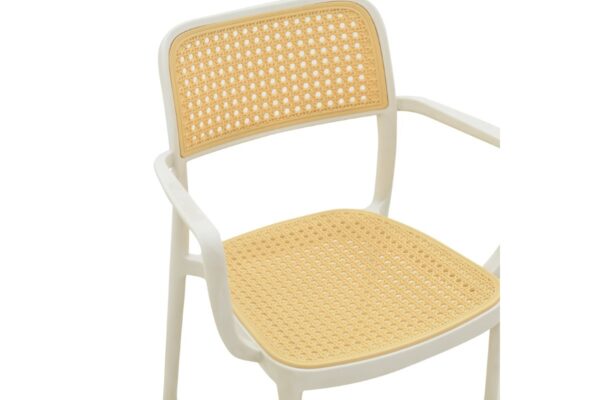 Πολυθρόνα Westley pakoworld pp φυσικό-λευκό 58x47x81εκ 292-000003