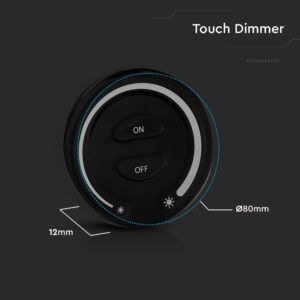 Ασύρματο RF Επιτοίχιο controller Αφής 12V/24V για Μονόχρωμες LED Ταινίες Μαύρο V-TAC – 2920