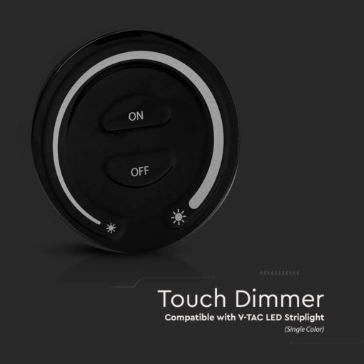 Ασύρματο RF Επιτοίχιο controller Αφής 12V/24V για Μονόχρωμες LED Ταινίες Μαύρο V-TAC – 2920