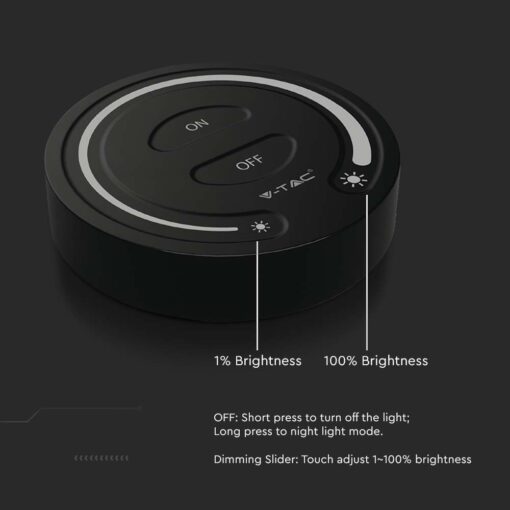Ασύρματο RF Επιτοίχιο controller Αφής 12V/24V για Μονόχρωμες LED Ταινίες Μαύρο V-TAC – 2920