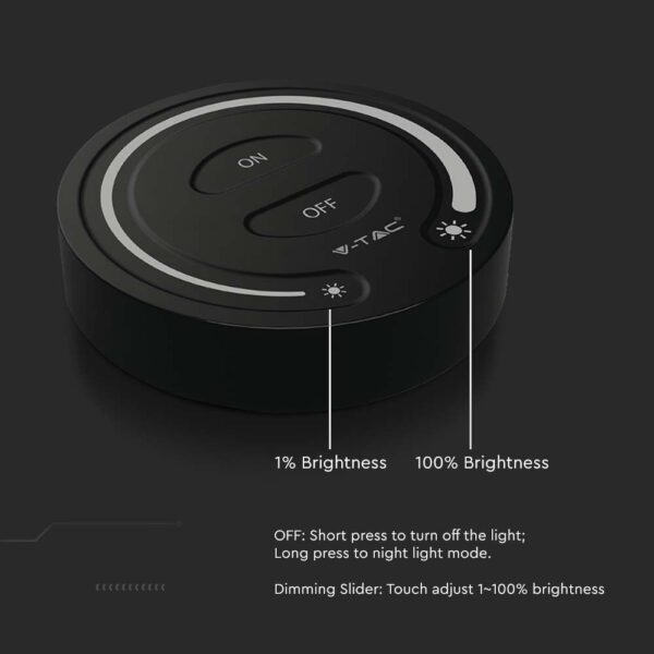 Ασύρματο RF Επιτοίχιο controller Αφής 12V/24V για Μονόχρωμες LED Ταινίες Μαύρο V-TAC – 2920