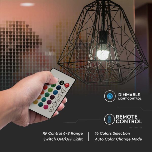 LED Λάμπα E27 A60 με Τηλεχειριστήριο RF 8.5W V-TAC 806lm RGB+Θερμό 3000K – 2925