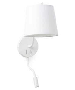 Faro Barcelona BERNI Επιτοίχιο Φωτιστικό Λευκού Χρώματος Ε27 με LED αναγνώστη 3W 3000K- 29329