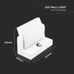 LED Επιτοίχιο Φωτιστικό Εξωτερικού Χώρου Περιστρεφόμενο Λευκό με Ανιχνευτή Κίνησης 17W IP65 Θερμό 3000K V-TAC – 2938