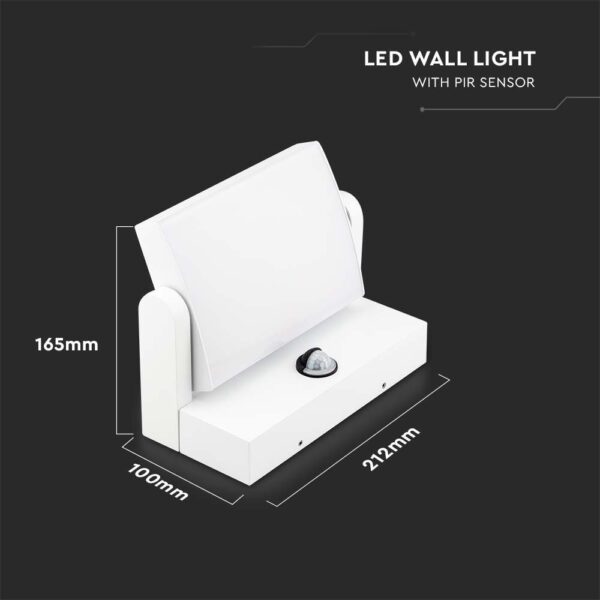 LED Επιτοίχιο Φωτιστικό Εξωτερικού Χώρου Περιστρεφόμενο Λευκό με Ανιχνευτή Κίνησης 17W IP65 Θερμό 3000K V-TAC – 2938