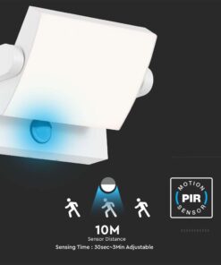 LED Επιτοίχιο Φωτιστικό Εξωτερικού Χώρου Περιστρεφόμενο Λευκό με Ανιχνευτή Κίνησης 17W IP65 Θερμό 3000K V-TAC – 2938