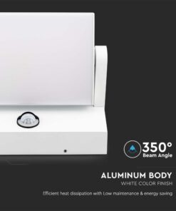 LED Επιτοίχιο Φωτιστικό Εξωτερικού Χώρου Περιστρεφόμενο Λευκό με Ανιχνευτή Κίνησης 17W IP65 Θερμό 3000K V-TAC – 2938