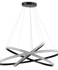 GloboStar® DIAMOND TRIO 61140-DECO Κρεμαστό Φωτιστικό Δαχτυλίδι-Κύκλος LED CCT 150W 18379lm 360° AC 220-240V – Εναλλαγή Φωτισμού μέσω Τηλεχειριστηρίου All In One Ψυχρό 6000k+Φυσικό 4500k+Θερμό 2700k Dimmable Φ60+80+100cm – Μαύρο – 3 Years Warranty