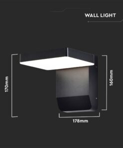 LED Επιτοίχιο Φωτιστικό Εξωτερικού Χώρου Περιστρεφόμενο Μαύρο 17W IP65 Θερμό 3000K V-TAC – 2944